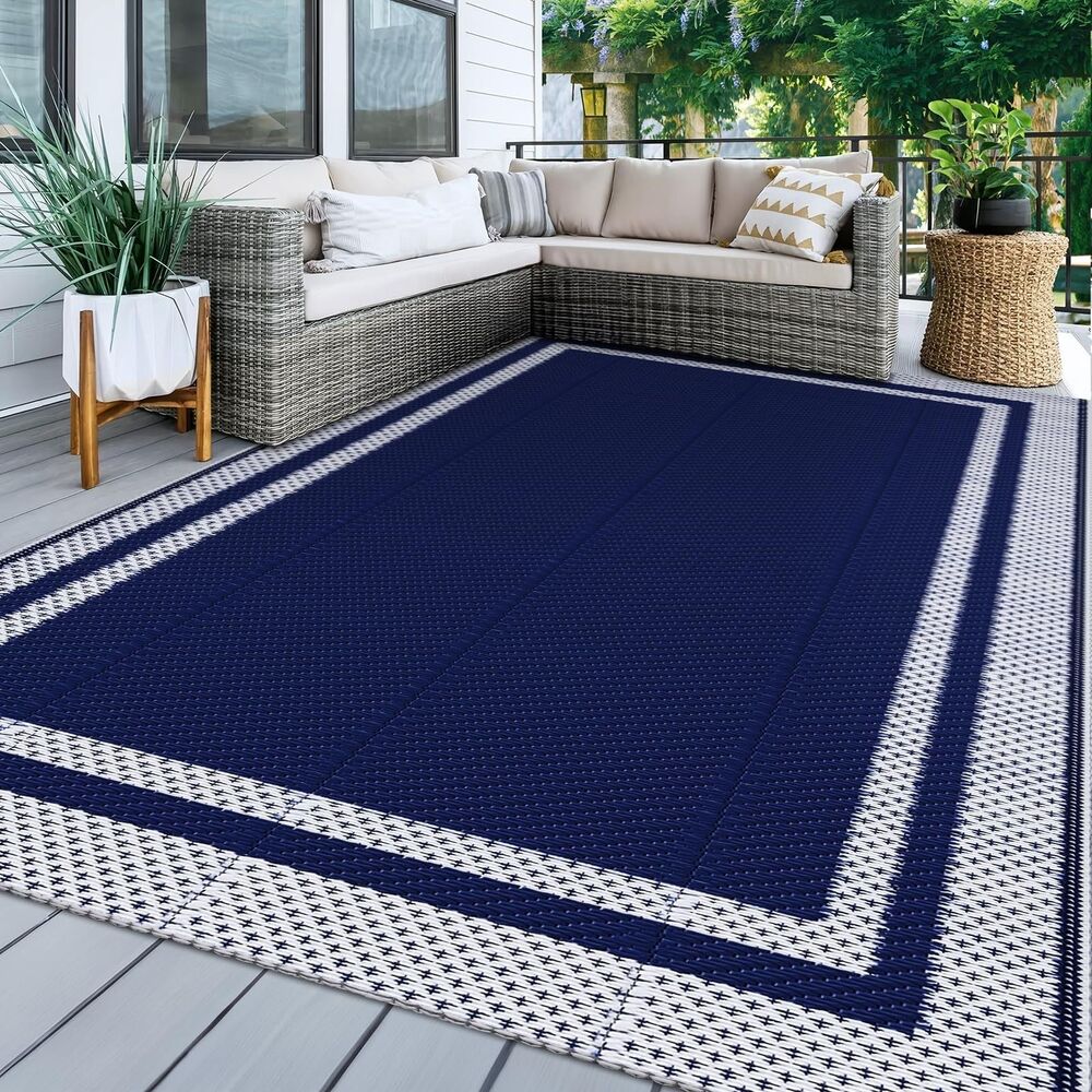 Waterproof Reversible Outdoor Rug 5x8ft - Foldable Patio Area Rug for RV, Picnic - Picture 2 of 7